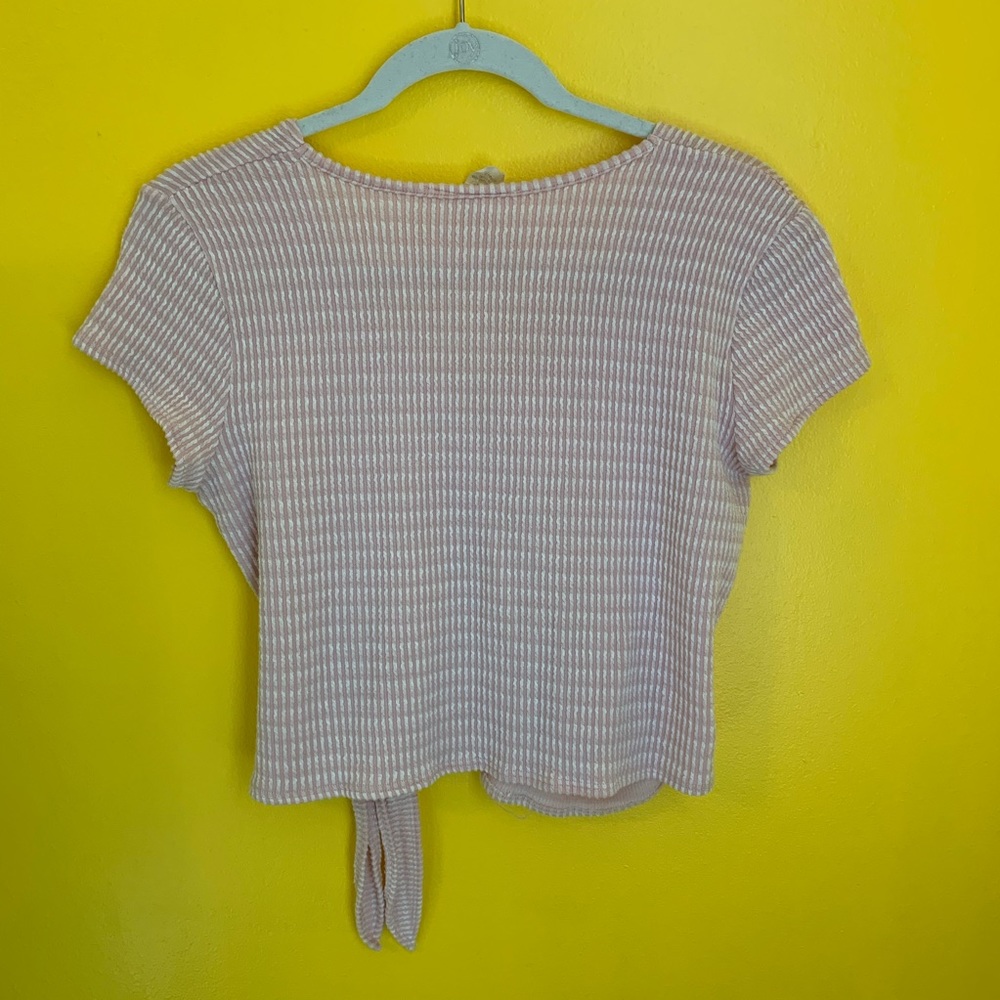 Pink Ribbed Tie Top - Picture 5 of 5